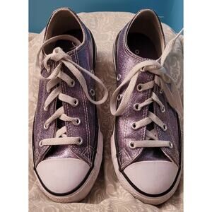 Junior Size 3 All Star Converse Low Top Purple Sparkle Junior Size 3 EUC